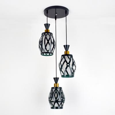 China Modern Green Modern Iron Glass Lamp Three Head Droplight Dining Room Chandelier for sale