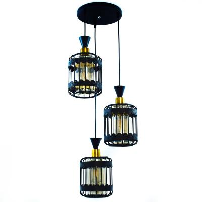 China Modern glass iron dining lamp three head droplight dining room chandelier for sale