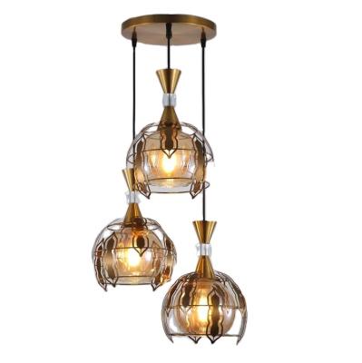 China Newest Design Modern Private Kitchen Lamps Home Decor Gold Glass Bulb Pendant Lamp for sale