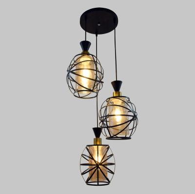 China Modern Ceiling Glass Shade Hanging Pendant Lamp for Dining Room Table Decoration Iron Home Chandeliers for sale