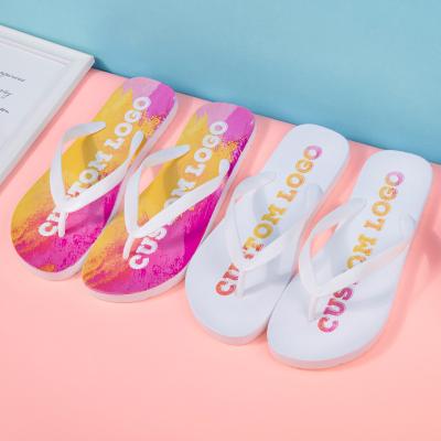 China Wholesale Custom Printing Fashion Trend Logo Pattern Flip Flops EVA Home Flip Flops Slippers for sale