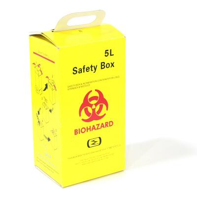 China 5L Disposable Disposable Safety Box Logo Medical Custom Manufacturer Corrugated Paper Boxes Sharp Syringe Needle Box for sale