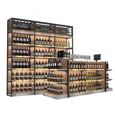 China Single Sided Vertical Red Wine Storage Racks Against Wall For Shops Groceries Supermarkets for sale