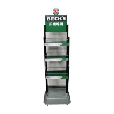 China Advertising retail supermarket promotion beer can display racks, beverage display rack, beer display racks for sale