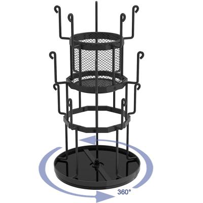 China Viable Hot Selling Revolving Coffee Cup Rack, 3 Tiers Cup Tree Stand For Counter, Metal Tea Cup Rack Holder Cup Table Display Rack, for sale