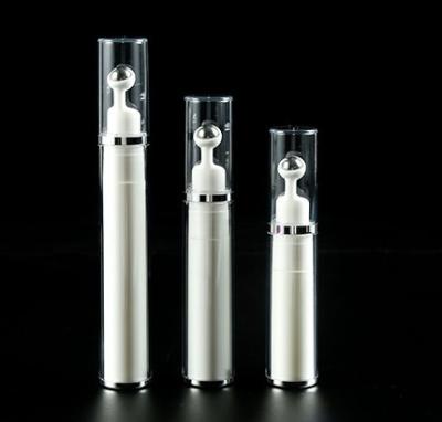 China Personal Care 7.5ml/10ml/15ml Roll On Bottles Eye Cream Airless Rolled Cigarette On Plastic Bottle With Stainless Steel Trackball for sale