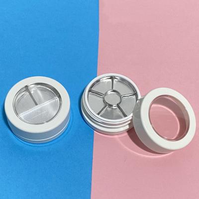 China Fashion Recyclable Tender Empty Concealer Container ABS White Eyeshadow / Blush / Flat Aluminum Concealer Case 3/6 Parts Available for sale