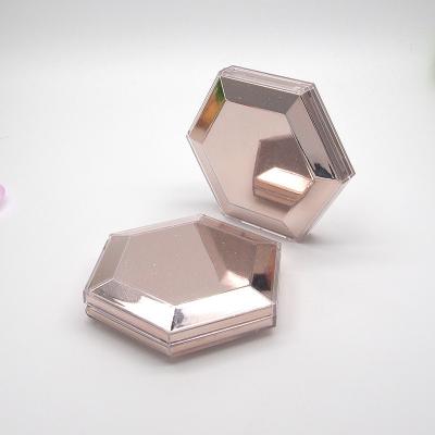 China Recyclable Custom Logo Hexagon Empty Pressed Powder Contract Case Plastic Cosmetic Makeup Packaging for sale