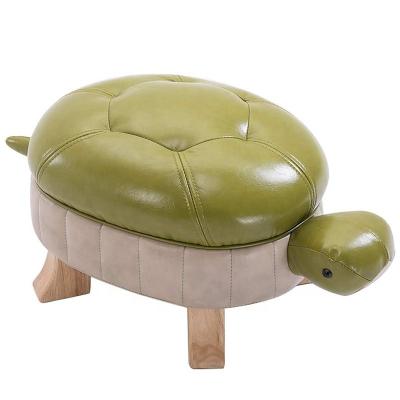 China Animal Stool (Height) Adjustable Turtle Upholstered Wooden Foot Stool PU Leather Ottoman Foot Stool Rest For Living Room Bedroom Sofa Bench Seat Chair for sale