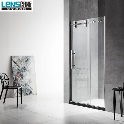 China Frameless Stainless Steel Shower Frameless Glass Sliding Door for sale