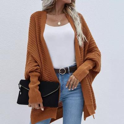 China New Autumn And Winter Women's Fashionable Knitted Casual Loose Sweater Top Coat Anti-wrinkle cardigan solid color for sale