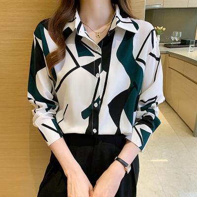 China Anti-wrinkle temperament new loose all-match fashion slim shirt printing long-sleeved shirt professional women's clothing for sale