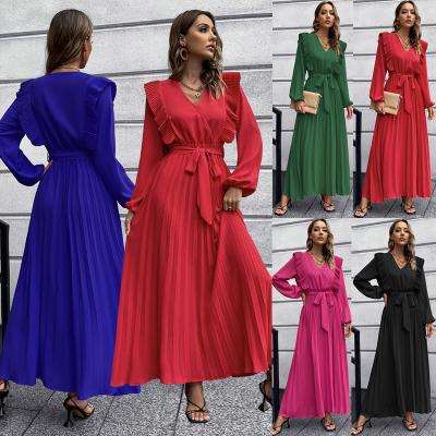 China Wholesale Anti-wrinkle clothing China Guangzhou ladies fashion USA new clothing styles woman 2022 casual pleated dress outfits for sale