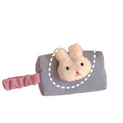 China Girl Square Cotton Large Capacity Pen Rabbit Stationery Toiletry Bag for sale