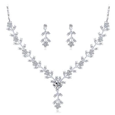 China New Styles Arrival CLASSIC Rhodium Plated Rhinestone Bride Necklace Set Rhinestone Earrings Sets Bridal Jewelry Sets for sale