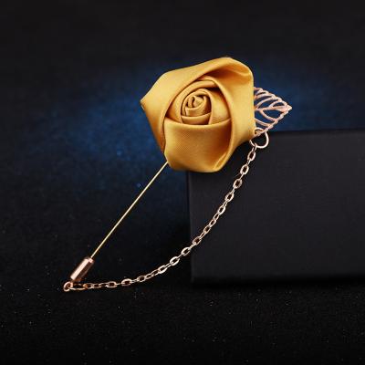 China New Arrival Flower Style Cloth Flower Pin Metal Leaf Watches Jewelry Brooch for sale