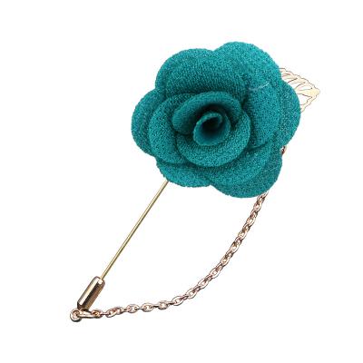 China Flower For Dress Accessories Fabric Flower Pin Metal Brooches Pins Brooches Jewelry Wholesale for sale