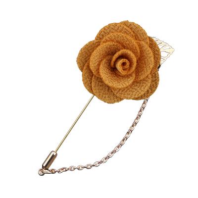 China Flower For Dress Accessories Fabric Flower Pin Metal Brooch Wholesale Jewelry for sale