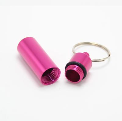 China Metal Pill Bottle Key Ring Holder Waterproof Key Ring Pendant for sale