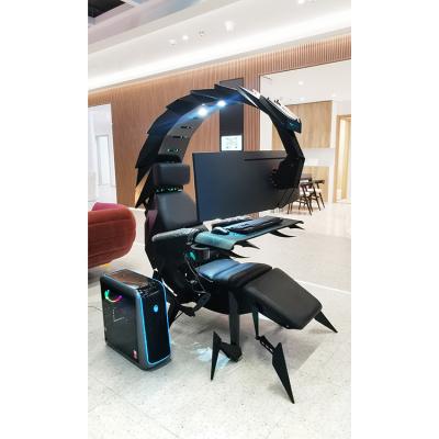 China Adjustable (height) design for triple, five monitor Cluvens Scorpion Chair Ergonomic Cool Built-in Workstation Auto Sit Super Flat for sale