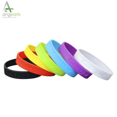 China Europe Factory Cheap Custom Printed Debossed Embossed Silicone Wristband For Promotion Gifts for sale