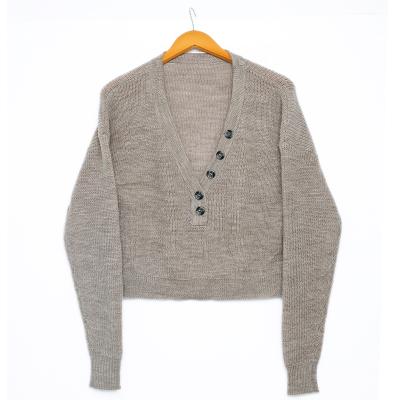 China Wholesale Custom Cashmere Crop Wool Top Vintage V Neck Breathable Hot Selling Sweater Women for sale