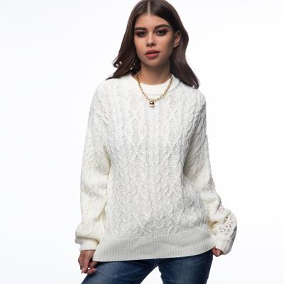 China Autumn Breathable Knitwear Embossed Custom Women's Wool Sweaters Ladies Warm Winter Sweater for sale