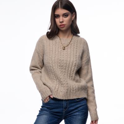 China Best Quality Breathable Plain Color Comfortable Crop Ladies Long Sleeve Winter Wool Knitted Sweaters for sale