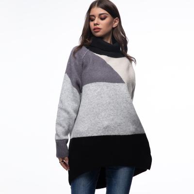 China Breathable Custom Turtle Neck Sweater Ladies Geometric Chunky Winter Plus Size Sweaters Casual Outfits for sale