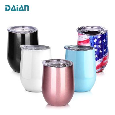 China Daian Sustainable Hot Sale 12oz Stainless Steel Vacuum Coffee Wine Tumbler With Lid for sale