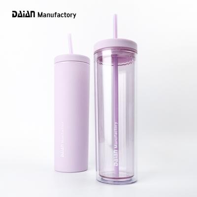 China Viable Wholesale Clear Double Wall 20oz Insulated Acrylic Plastic Skinny Tumbler Cup for sale