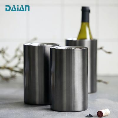 China BPA Free Wine Double Walled Ice Bucket Stocked Stainless Steel Chiller Bucket for sale