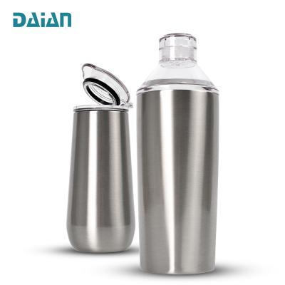 China New Arrival 20oz Double WallI Insulated Stainless Steel Viable Cocktail Shaker With Clear Shatter-Proof Top Tumbler & Lid for sale