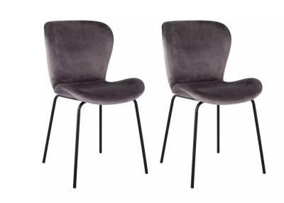 China Grey And Black Velvet Comfortable Dining Room Chair Set Of 2 for sale