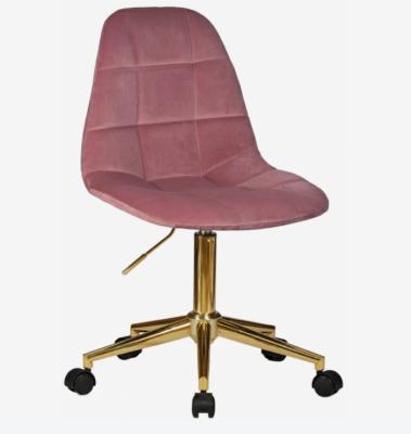 China Gouden Roze het Office Home Regelbare Hoogte van de Fluweeldraaistoel in Opgepoetst Been Te koop