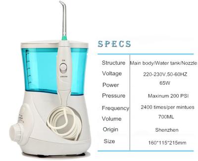 China Gum care oral irrigator dental water flosser factory supply Water flosser LED light Massage 700ML Volume 100-240V for sale