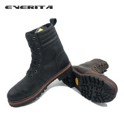 China Standard Anti-slippery Ankle Protector PPE Leather Shoes Waterproof Lace Up Motorcycle Boots For Men for sale