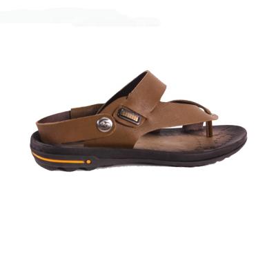 China Anti-slippery Mens Classic Brown Colors Casual Cheap Leather Man Slipper for sale