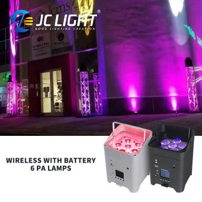 China Disco Wifi Control Wedding Party 6in1 Wireless Dmx Battery Powered Led Par Uplights 6*18w Backdrop Led Uplight Wireless for sale