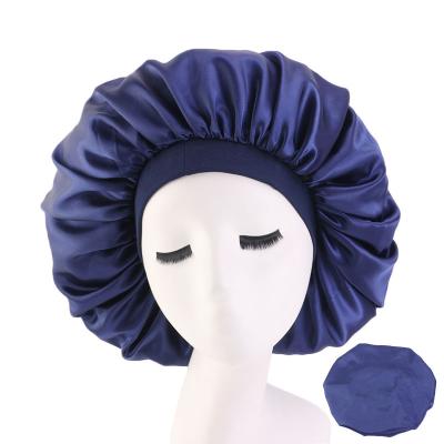 China Wholesale popular silky plain extra wide elastic band elastic band bonnet turban bonnet wholesale silky sleep hat for sale