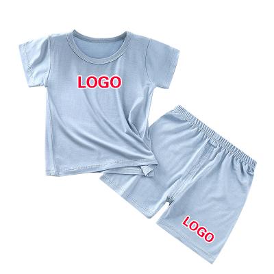 China Sweet Summer Custom Logo Wholesale Children's Clothing T-shirts and Pants Set 100% Modal Kids Two Piece Girl's Boy's Shorts Sets for sale