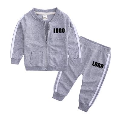 China Summer Causal Logo Wholesale Children Clothing Custom Made Long Pants Cotton Two Piece Kids Sweatsuit Sets for sale