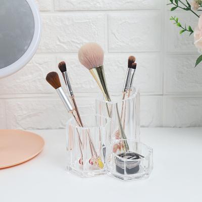 China Viable Detachable Acrylic Clear Acrylic Makeup Brush Holder Organizer With Lid for sale