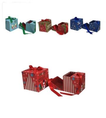 China Handmade Christmas Two-Part Double-Open Square Gift Box for sale