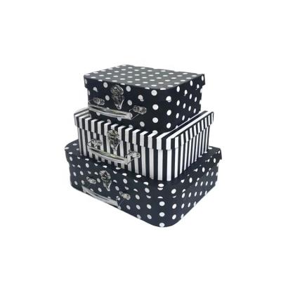 China Suitcase Handmade Gift Box Stripe Polka Dot Three Piece Set for sale