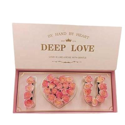 China Handmade I LOVE U Heart Language Wish Valentine's Day High End 520 Flower Gift Box for sale