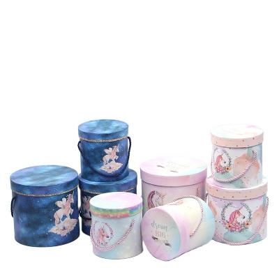 China Handmade Unicorn Flower Hug Bucket Three-piece Gift Box for sale