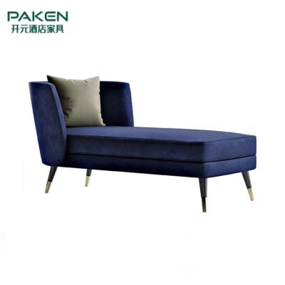 China Other Paken factory OEM simple design custom blue velvet chaise lounge chair for bedroom for sale