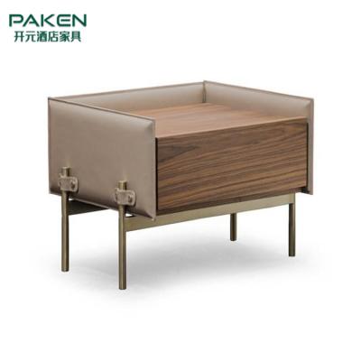 China OEM Modern Design Custom Villa Bedroom Furniture Wooden Bedside Table Nightstand for sale