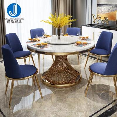 China (Size) Wholesale Adjustable Gold Stainless Steel Chair and Table Combine Ceramic Dining Table Set Chair and Table for sale